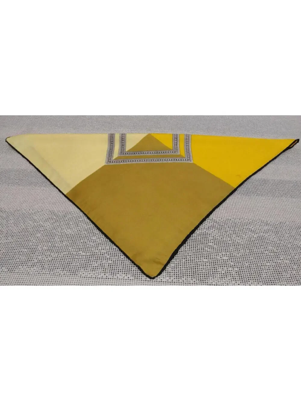 1950s Mid Century Men's Silk Scarf Square Diamond Mustard Rockabilly Neck Scarf